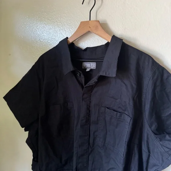 Torrid | 8 Inch Light Weight Twill Jumper Utility Romper - Picture 3 of 7